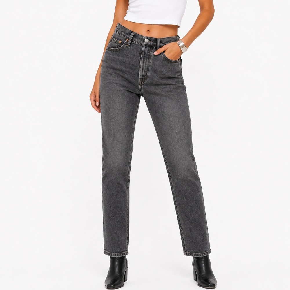 Levis Premium 501 S‎ Skinny Jeans Charcoal Gray High Rise Button Fly Denim 25x28